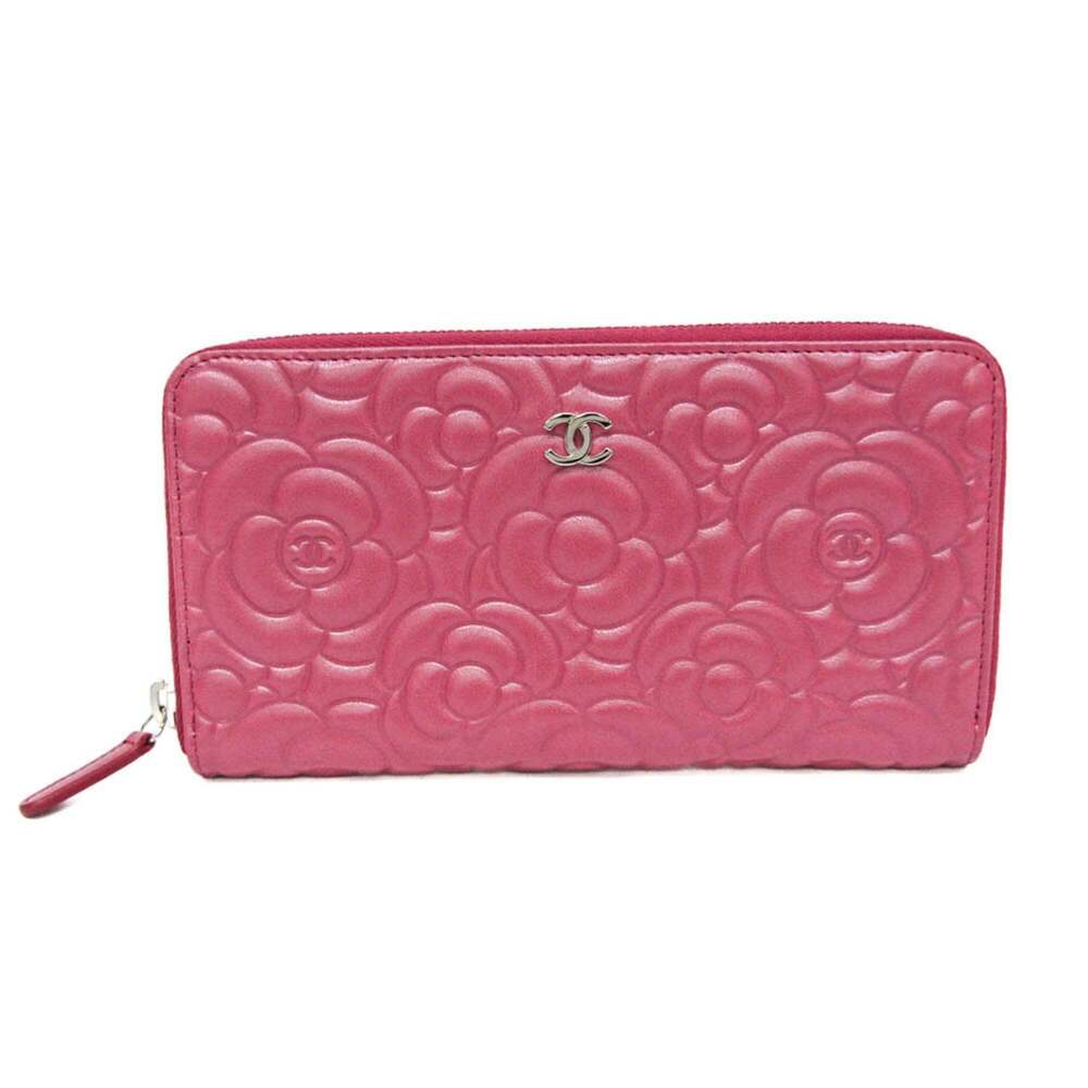 CHANEL Pink Lambskin Leather Wallet